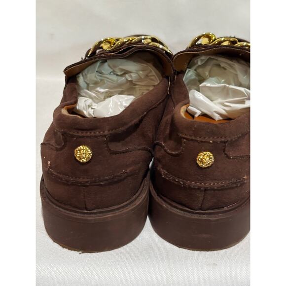 Anne Klein Eunice Brown Coco Vegan Loafers Chunky Chain Preppy Women’s 8.5 Work - Picture 3 of 9